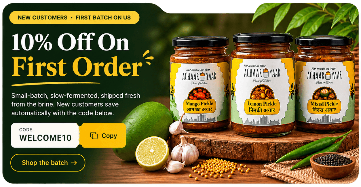AchaarYaar promotional banner - Shop our pickle collection