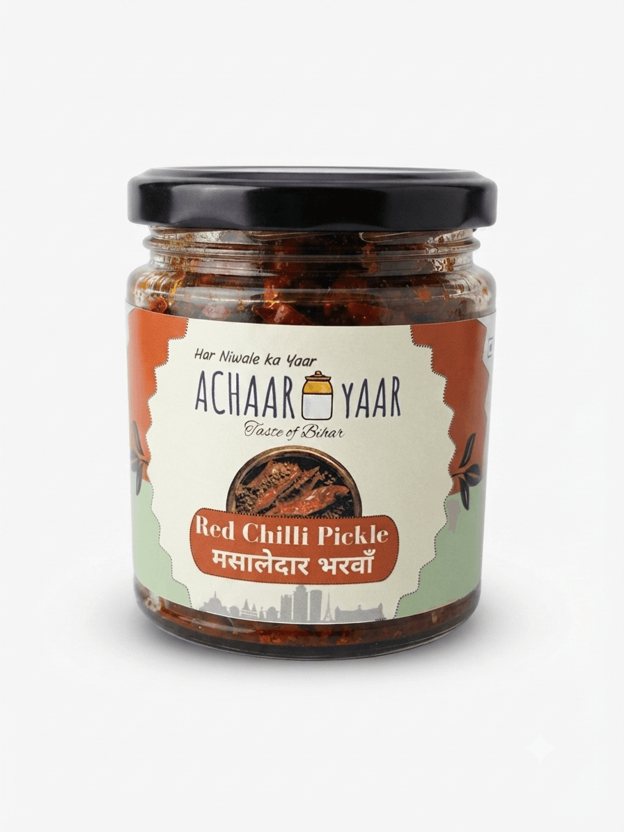 Bharwa Mircha Achaar β Red Chilli Pickle | Stuffed Mirchi Achar