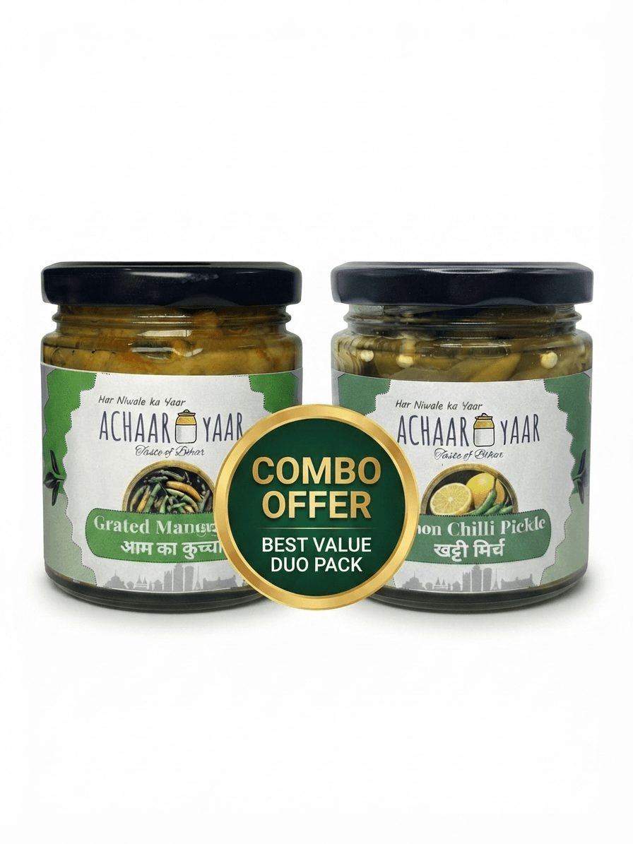 Grated Mango & Lemon Chilli Pickles β Aam Ka Kuttcha & Nimbu Mirchi Achar | 2 Jar Achar Combo