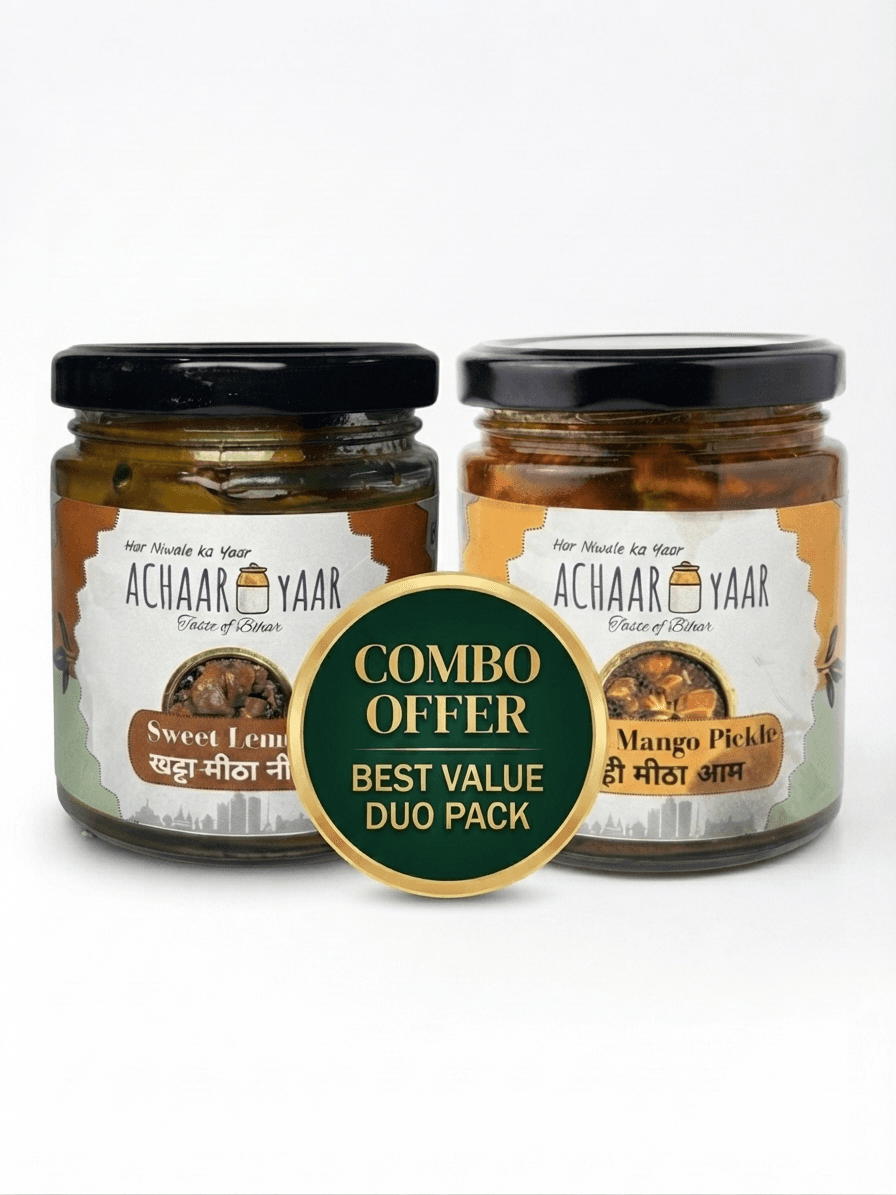 Sweet Mango & Sweet Lemon Pickles – Shahi Meetha Aam & Khatta Meetha Nimbu | 2 Jar Combo