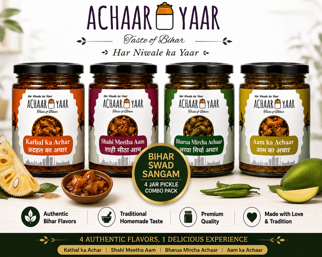 Achaar Yaar Special β Kathal ka Achaar, Shahi Meetha Aam, Bharwa Mircha Achaar and Aam ka Achaar - 4 Jar Combo